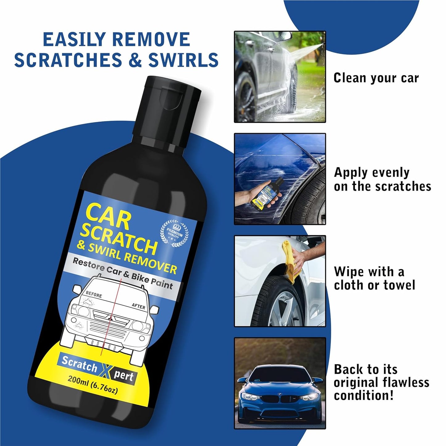 ScratchXpert Car Scratch Removal Cream - Restores Your Car Shine Instantly (Pack of 2)